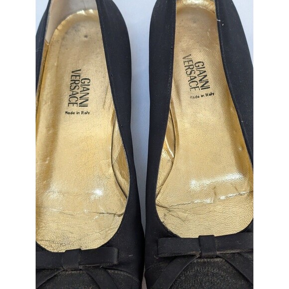 Gianni Versace Black Fabric Bow Pumps Made in Italy Women’s Size 38.5 Vintage - Picture 5 of 12